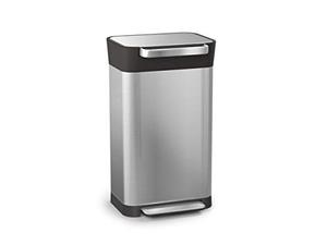 lot 5436 image: Joseph Joseph Intelligent Waste Titan Trash Can Compactor with Odor Filter, Holds Up to 90L After Compaction, Stainless Steel, 30L