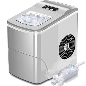 lot 5439 image: AGLUCKY Ice Makers Countertop with Self-Cleaning, 26.5lbs24hrs, 9 Cubes Ready in 68Mins, Portable Ice Machine with 2 Sizes Bullet IceIce ScoopBasket for HomeKitchenOfficeBarParty, Grey