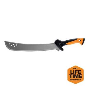 lot 5447 image: Fiskars 24 Machete with Nylon Sheath 15 Steel Blade with Softgrip Handle