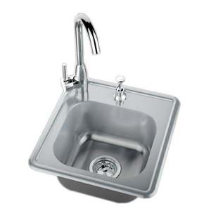 lot 5459 image: A 17 in. 304 Stainless Steel Single Sink with Cold and Hot Water Faucet