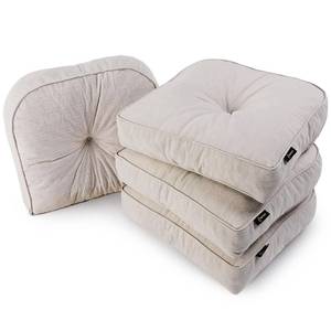 lot 5494 image: SUNROX LokGrip Non Slip Gel Memory Foam Chair Cushions for Tailbone Pain Relief, Tufted Stain Resistant Thicken Durable Seat Pad Cushion for Kitchen Dining Office 17x16 Set of 4, Cream