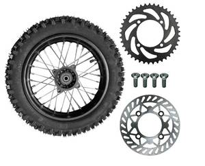 lot 5497 image: A 12 Rear Rim Wheel Disk Brake 80100-12 Tire Tube Apollo SSR 50cc 125cc XR CRF Dirt Pit Bike Tao Kayo TSD 110 TD 125 15mm Axle With Brake Rotor and 428 41T Sprocket (12 inch)