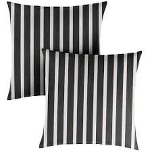 lot 1880 image: Sunbrella Set Of 2 Striped Black And White Pillows. 14In X 14In