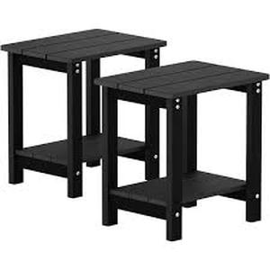 lot 2666 image: MXIMU Black 16.7 in. H Square Plastic Adirondack Outdoor Double Layer Patio Side Table