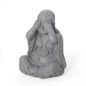 lot 4850 image: Noble House Thiago 12.25 in. Outdoor Patio See No Evil Monk Garden Statue