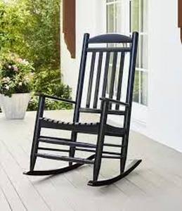 lot 5389 image: Hampton Bay Black Wood Outdoor Patio Rocking Chair