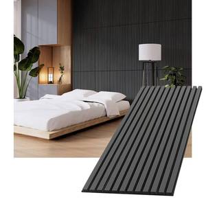 lot 1114 image: Acoustic Wood Slat Panels for Interior Wall Decor  Soundproof Wall Panels  3D Slat Wood Panels  Bedroom Sound Absorption Decor  Seamless Joint  43.3 x 18.9 Each  Black - 2 PCS