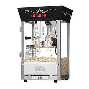 lot 1123 image: Matinee Popcorn Machine - 8oz Popper with Stainless-Steel Kettle, Reject Kernel Tray, Warming Light, and Accessories by Great Northern Popcorn (Black)