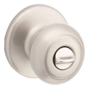lot 1136 image: Kwikset 93001-866 Satin Nickel BedBath Privacy Door Knob