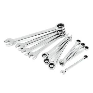 lot 1143 image: Ratcheting Metric Combination Wrench Set (11-Piece). (Missing One Piece)