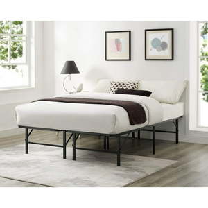 lot 2004 image: IdealBase 14 Foldable Metal Platform Bed Frame Mattress Foundation with Box Spring Replacement Black Queen Black