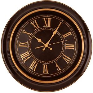 lot 2038 image: Bernhard Products Large Wall Clock 18 Quality Quartz Silent Non Ticking, Battery Operated for HomeLiving RoomOver Fireplace, Beautiful Decorative Timeless Stylish Clock, Mahogany Brown & Copper