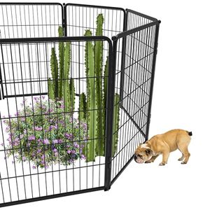 lot 2049 image: FXW Decorative Garden Fence Panels, Dog Fence for The Yard, Heavy Duty Metal, 40inch High 14ft Long in Total, Black