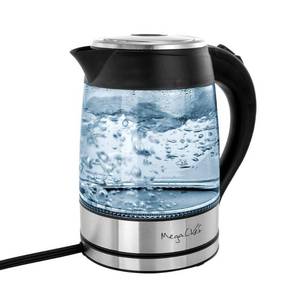 lot 2057 image: MegaChef 1.8 Liter Glass and Stainless Steel Electric Tea Kettle