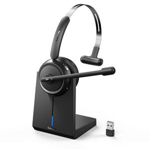 lot 2066 image: LEVN Wireless Headset for Work, Bluetooth Headset with Noise Canceling Microphone, 65 Hours Woktime & Mute Button, Wireless Headset with Charging Base, Suitable for Call CenterOfficeWork from Home
