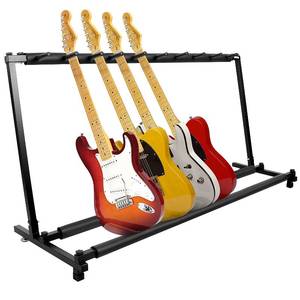 lot 2966 image: Kuyal Guitar Stand,Multi-Guitar Display Rack Folding Stand Band Stage Bass Acoustic Guitar, Black (9 Holder)