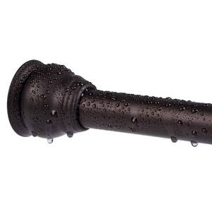 lot 2968 image: SZXIMU Spring Tension Curtain Rod 27-43 Inch, Never Rust and Non-Slip Shower Curtain Rods with Brushed Metal Round Finial, Bronze