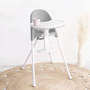 lot 2971 image: FUNNY SUPPLY 3-in-1 Cute Folding High Chair, Perfect Modern Space Saving Highchair with Detachable Double Tray, 3-Point Harness, Grey