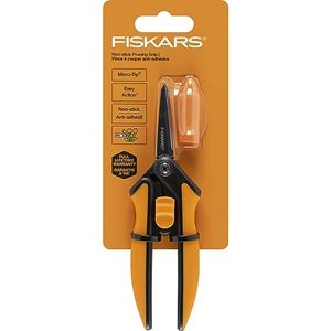 lot 2995 image: Fiskars Micro-Tip Pruning Snips - 6 Garden Shears with Sharp Precision-Ground Non-Stick Coated Stainless Steel Blade - Gardening Tool Scissors with SoftGrip Handle, BlackOrange