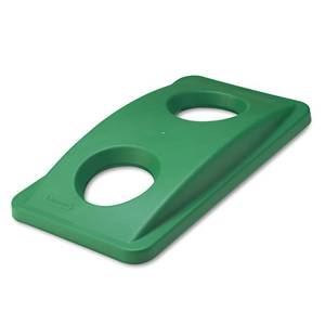 lot 4118 image: Rubbermaid Commercial Products FG269288GRN Green Recycle Trash Can Can Bottle Recycling Lid, For Use with Untouchable Square Bins