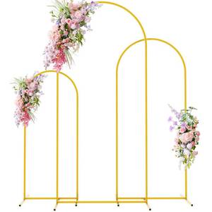 lot 4120 image: Anmakou Wedding Gold Arch Backdrop Stand 6FT,5FT,4FT Set of 3 Metal Arched Balloon Frame for Wedding Ceremony Birthday Party Baby Shower Anniversary Graduation Decoration - Retail $82.84