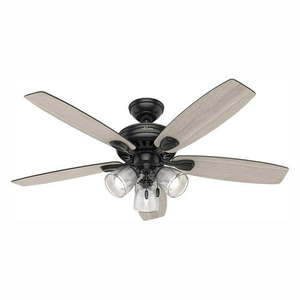 lot 1035 image: Hunter 52028 Highbury II 52 in. LED Indoor Matte Black Ceiling Fan with Light Kit