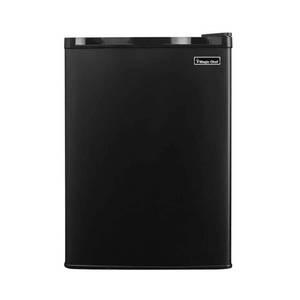 lot 1090 image: Magic Chef 2.6 cu. ft. Mini Fridge in Black without Freezer. (Back Bottom Side Dented) (Compressor Powers On)