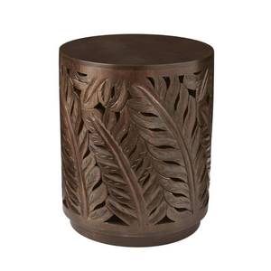 lot 1104 image: Palmeadow 20 in. Round Carved Walnut Brown Wood Accent Table