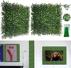 lot 1107 image: Bybeton Artificial Grass Wall Panel,10Inx 10In(12Pcs) Boxwood Faux Green Wall Panels for Interior Wall, Backdrop Wall,Garden Wall and Indoor Outdoor Plant Wall Decor