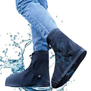 lot 4138 image: VBoo Shoe Covers with Zipper Hard Sole Version Waterproof Shoe Covers Reusable Galoshes for Rainy and Snowy Outdoors Garden etc, Rain Boots for Men Women Kid (XXXX-Large, Black)
