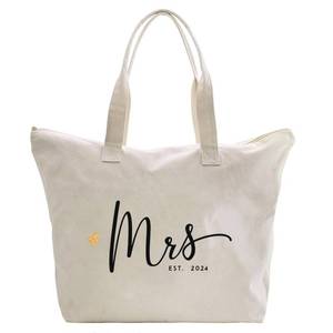 lot 4157 image: CARAKNOTS Future Mrs 2024 Bride Tote Bag Wedding Bachelorette Bridal Shower Gifts Canvas Large Travel Shoulder Bag with Interior Pocket