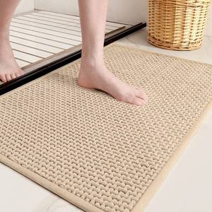 lot 4164 image: Color&Geometry Beige Chenille Bathroom Rugs- Non Slip, Absorbent, Quick Dry, Thin, Washable- 16x24 Small Bath Mat Carpet Bath Rugs for Bathroom Floor, Shower, Sink, Vanity