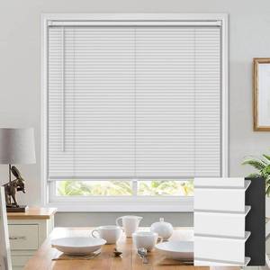 lot 4169 image: UNISHADES 100% Privacy L-Shaped Blinds for Indoor Windows, Cordless 1 Vinyl Horizontal Mini Blinds Shades, Improvement The Privacy of Your Room, Suitable for Window Size 46 W x 48 H, White