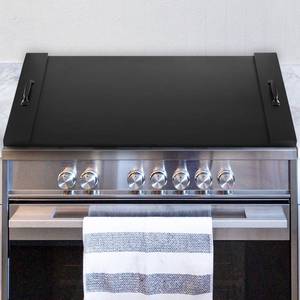 lot 4171 image: BLUEWEST Gas Stove Burner Covers, Wooden Noodle Board Stove Cover, Wooden Electric Stove Top Cover for Counter Space with Handle, Extra Thick Natural Acacia Wood Durable Serving Tray (Black)