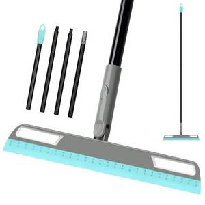 lot 4181 image: Multifunction Magic Broom, Silicone Floor Squeegee Broom with 59 Long Handle, Scraping Broom for Floor Bathroom Kitchen Shower Tile Pet Hair Fur Marble Glass Water Window Foam Cleaning, Blue