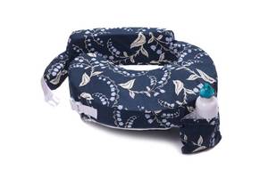 lot 4182 image: My Brest Friend Original Nursing Pillow Enhanced Ergonomics Essential Breastfeeding Pillow Support For Mom & Baby W Convenient Side Pocket, Double Straps & Slipcover, Navy Bluebells