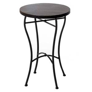 lot 4211 image: Round Hammered Copper Accent Table - Oil-Rubbed Bronze Powder Coat Finish Legs - Retail $169.99