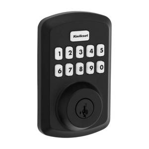 lot 4221 image: Kwikset Matte Black Metal Electronic Touch Pad Deadbolt - Retail $85.37