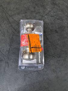 lot 4224 image: Kwikset Cove Satin Nickel Keyed Entry Door Knob featuring SmartKey Security and Microban Technology