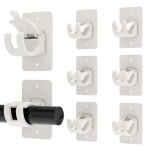 lot 5605 image: CIEMGNZOC 8PCS No Drill Curtain Rod Brackets, Self-Adhesive Curtain Rods No Drilling, Nail Free Adjustable Curtain Rod Holders, Curtain Hooks for Rod Less Than 1.57 Inch Diameter (White)
