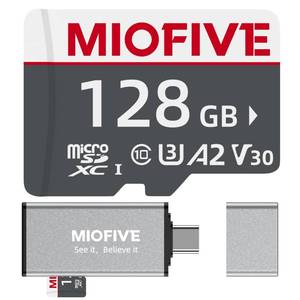 lot 5610 image: Miofive microSDXC Memory Card - Ultimate Micro SD Card with USB 3.0 Type-C Card Reader 170MBs, C10, U3, A2, V30, 4K for Dash Cams, Android Smartphones, Tablets, and Gaming Devices (128GB)