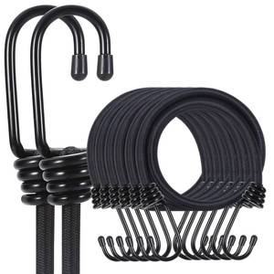 lot 5611 image: Yuxh Bungee Cords Heavy Duty Outdoor 2ft Bungee Straps with Hooks Black Bunji Cord 24 inch 8Pcs