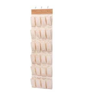 lot 5613 image: Honey-Can-Do 24-Pocket Over-The-Door Shoe Rack and Organizer, Bamboo SFT-09269 Natural, 15 lbs