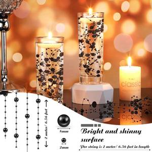 lot 5621 image: A 157 Feet 24 Strings Pearl String for Floating Candles Highlight Faux Pearl for Vase Filler for Wedding Dinning Table Party Home Centerpieces (Black)