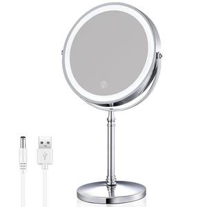 lot 5627 image: AMZNEVO Rechargeable 8 Lighted Makeup Mirror, 10X Magnifying Vanity Mirror with 3 Color LED Lights, Double-Sided Cosmetic Mirror Battery Powered, Touch Button Adjust Brightness