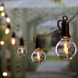 lot 5636 image: Brightown Outdoor String Lights - Connectable Dimmable LED Patio String Lights with G40 Globe Plastic Bulbs, All Weatherproof Hanging Lights for Outside Backyard Porch (50 ft - 25 LED Bulbs)