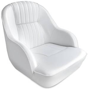 lot 5647 image: Leader Accessories Pontoon Captains Bucket Seat Boat Seat (WhiteWhite piping) - Retail $215.06