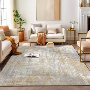lot 5649 image: jinchan Area Rug 9x12 Abstract Sketch Distressed Taupe Multi Print Non-Slip Washable Rug Living Room Thin Rug Colorful Overdyed Mat Kitchen Rug Contemporary Carpet Bedroom Play Mat - Retail $195.02