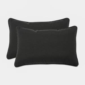 lot 5660 image: Pillow Perfect Fresco Solid IndoorOutdoor Lumbar Pillow Plush Fill, Weather and Fade Resistant, Lumbar - 11.5 x 18.5,, Black, 2 Count