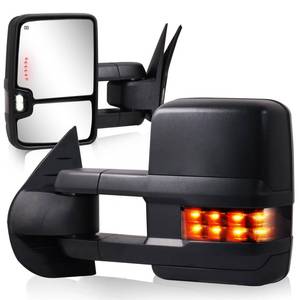 lot 5662 image: SIZIOM Towing Mirrors for 2007-2014 Chevy Silverado Avalanche Suburban TahoeGMC Sierra Yukon Side Mirror with Power Heated Turn Signal Light Backup Lamp Tow Mirrors Pair Set(Textured Black) - Retail $165.19